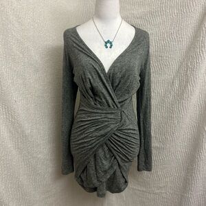 IRO Grey Wrap Dress NWT Size Large Wool Blend Long Sleeve New Gray Portuguese
